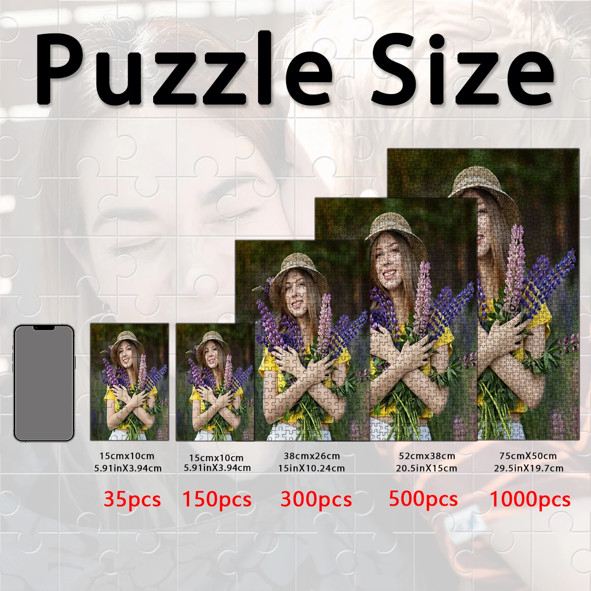 35/300/500pcs  Creative girl Custom Poster Custom DIY Personalised Photo Portrait Puzzles Personalized Poster For Kids Toy Baby