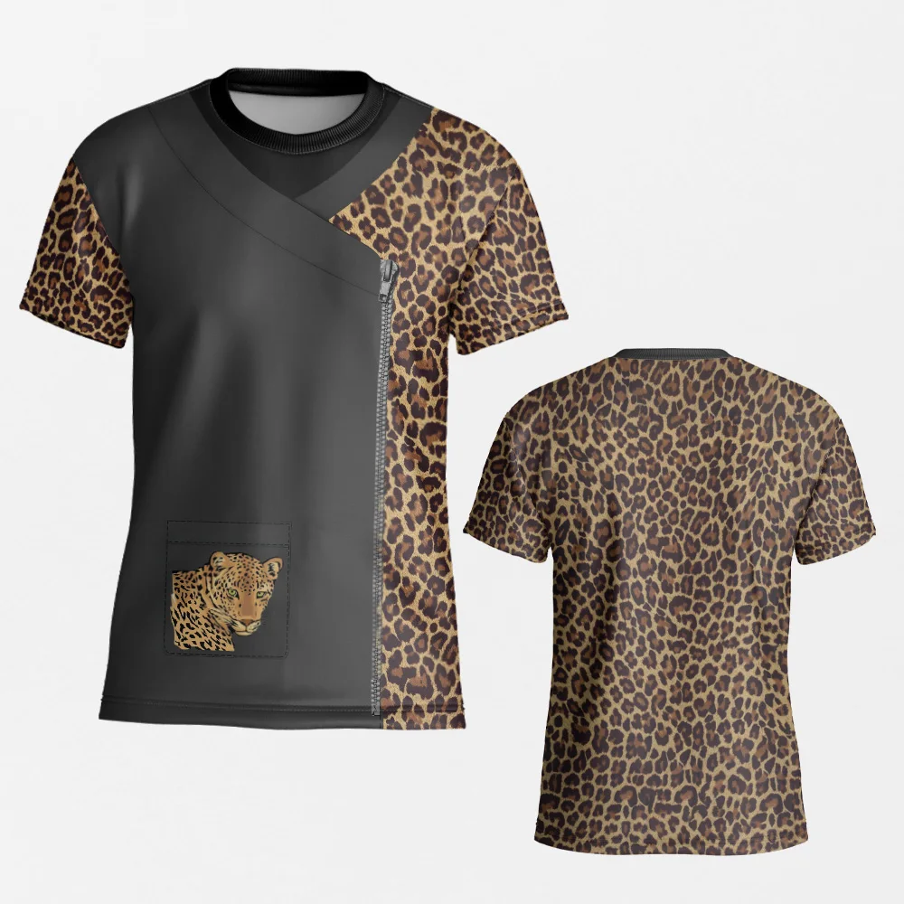 Sports men's T-shirt Simple leopard print casual wear street men's top men's T-shirt Summer short sleeve men's T-shirt fitness