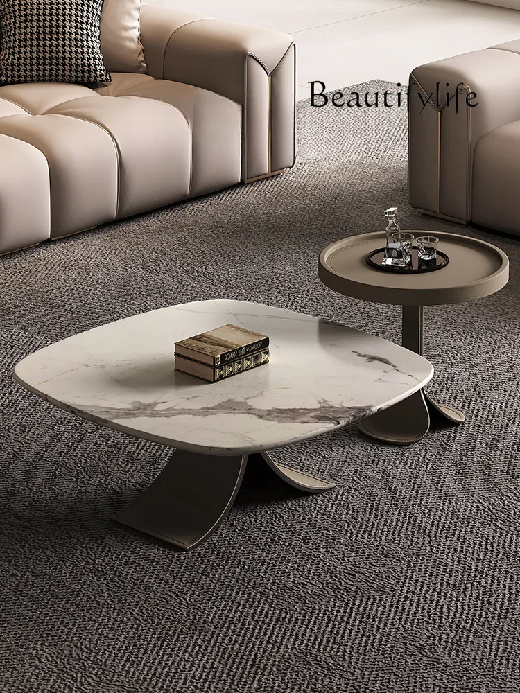 

S Italian Mild Luxury Marble Coffee Table Designer Rectangular Coffee Table Living Room Creative Small Apartment