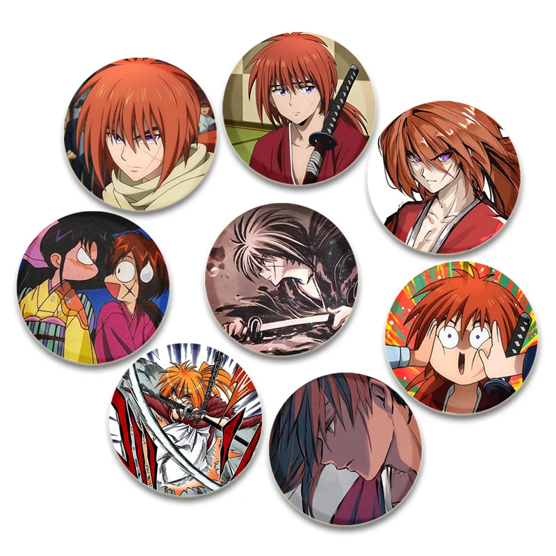 Rurouni Kenshin Broche de Confianza y Traición para Mochila, Pin de Solapa de Figura de Anime, Insignia de Cosplay de Dibujos Animados, Accesorio de Decoración para Ropa