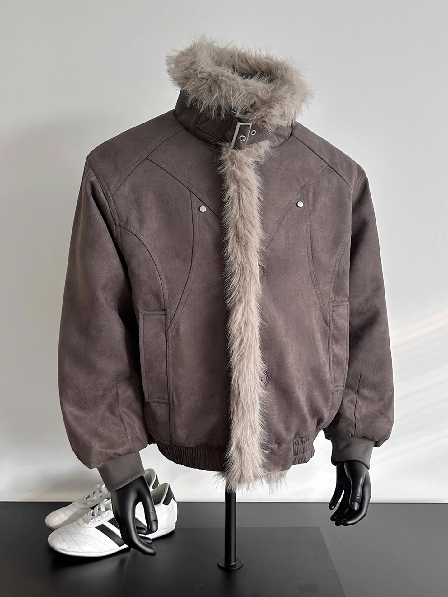 

Мужская зимняя куртка из замши и хлопка, винтажная, в рабочем стиле, на пуговицах, теплая, утолщенная, молодежная, повседневная