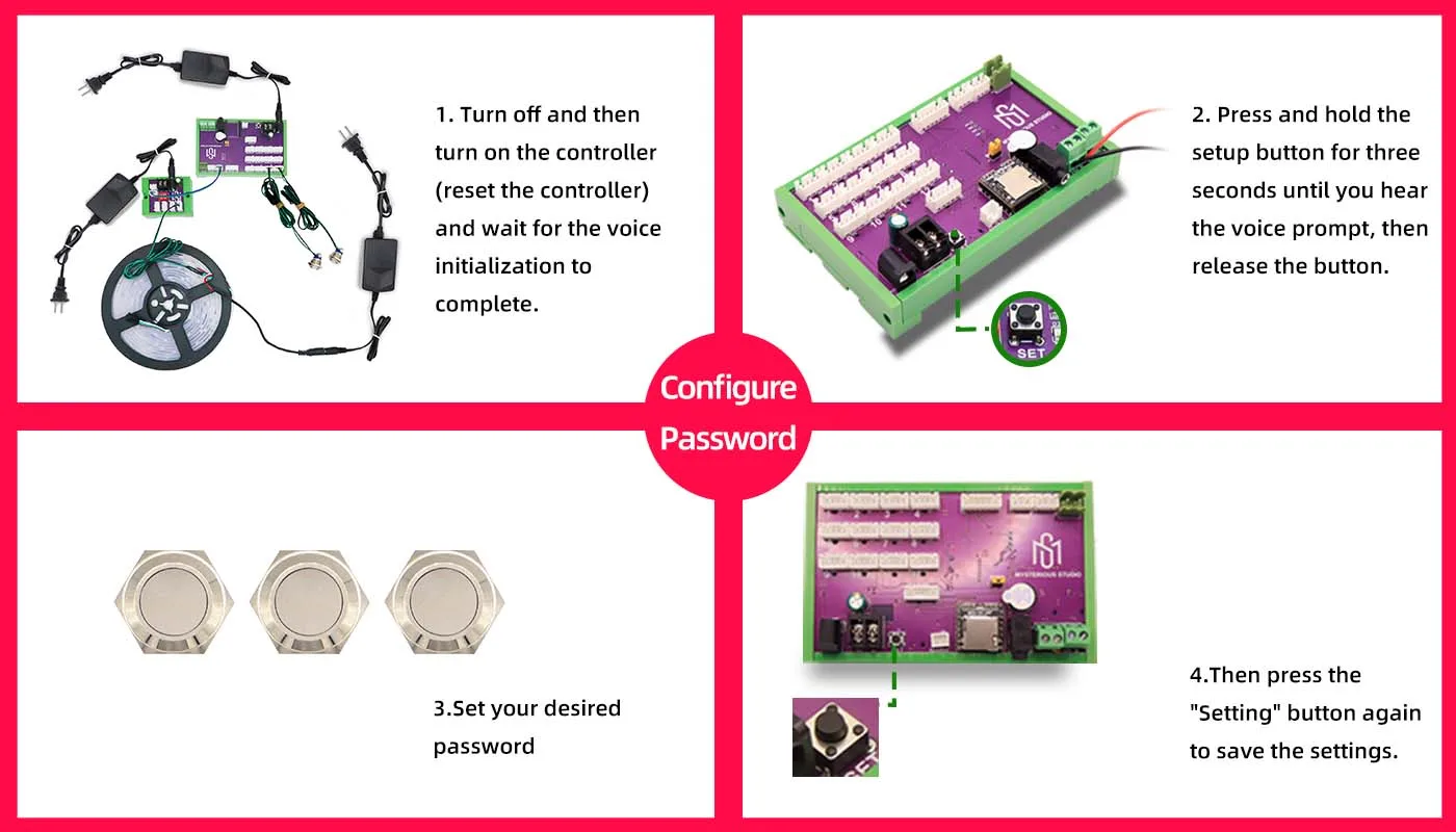 Mystery Studio Escape Room Requisiten Elektronisches Escape-Room-Puzzle RGB-Lichtstreifen-Tastenversion 1987 GY Superb YO – Detail 8