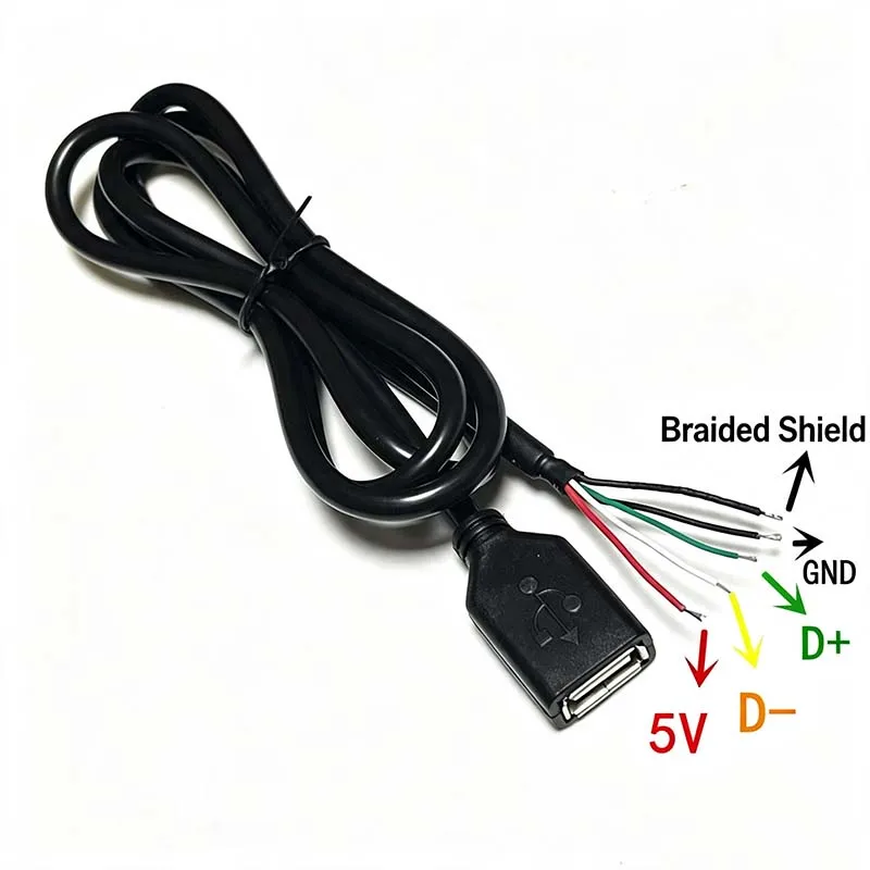 5PCS Shielded USB Cable (Male to Female) for Mouse and Keyboard—4-Core Shielded Data Cable