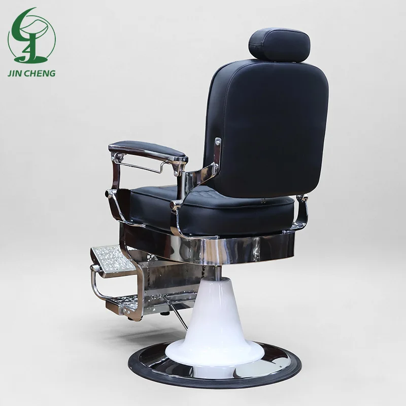 Jincheng Classics Black Leather Hydraulic Pump Saloon Chair Retro Shaving Men's Beauty Salon Barber Chair for Sale