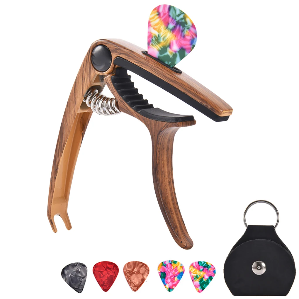 

5PCS Capo Guitar Pick Acoustic Electric Classical Guitar Pick Holder Alloy Guitar Capo Clip Guitar String Clamp