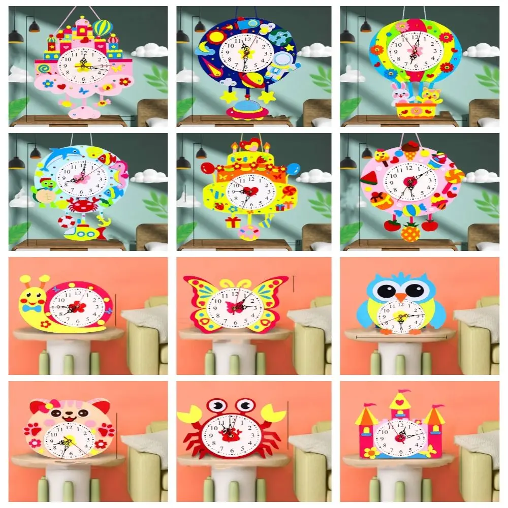 Jam cognisi kain Nonwoven mainan jam kartun Puzzle DIY jam mainan jam waktu kedua alat bantu mengajar