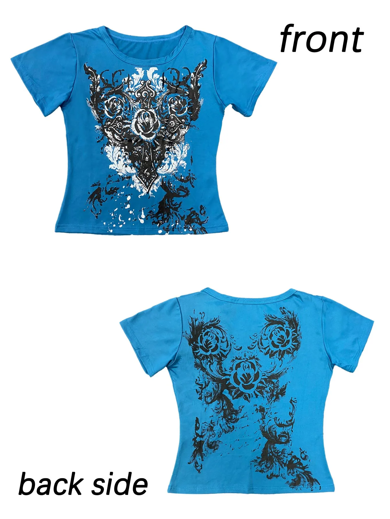 

Street Statement Y2K Printed Top, 2026 European American New Style, Slim Fit Short-Sleeve Hot Girl Retro Women's Top vintage sty