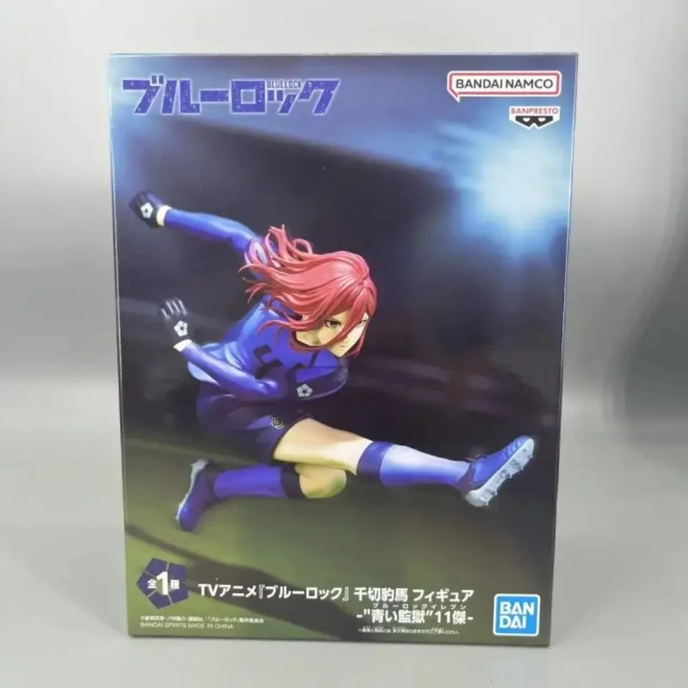 Em estoque bandai original genuíno tv anime blue rock chigiri hyoma 16cm banpresto coleções modelo brinquedos figuras de prisão azul presente