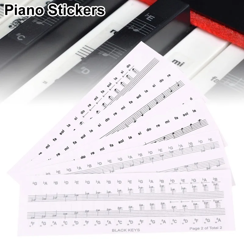 Pegatinas de Piano de 32/37/54/61/88 teclas, transparente, PVC, teclado de Piano, Stave, teclado electrónico, nombre, nota, pegatina, accesorios