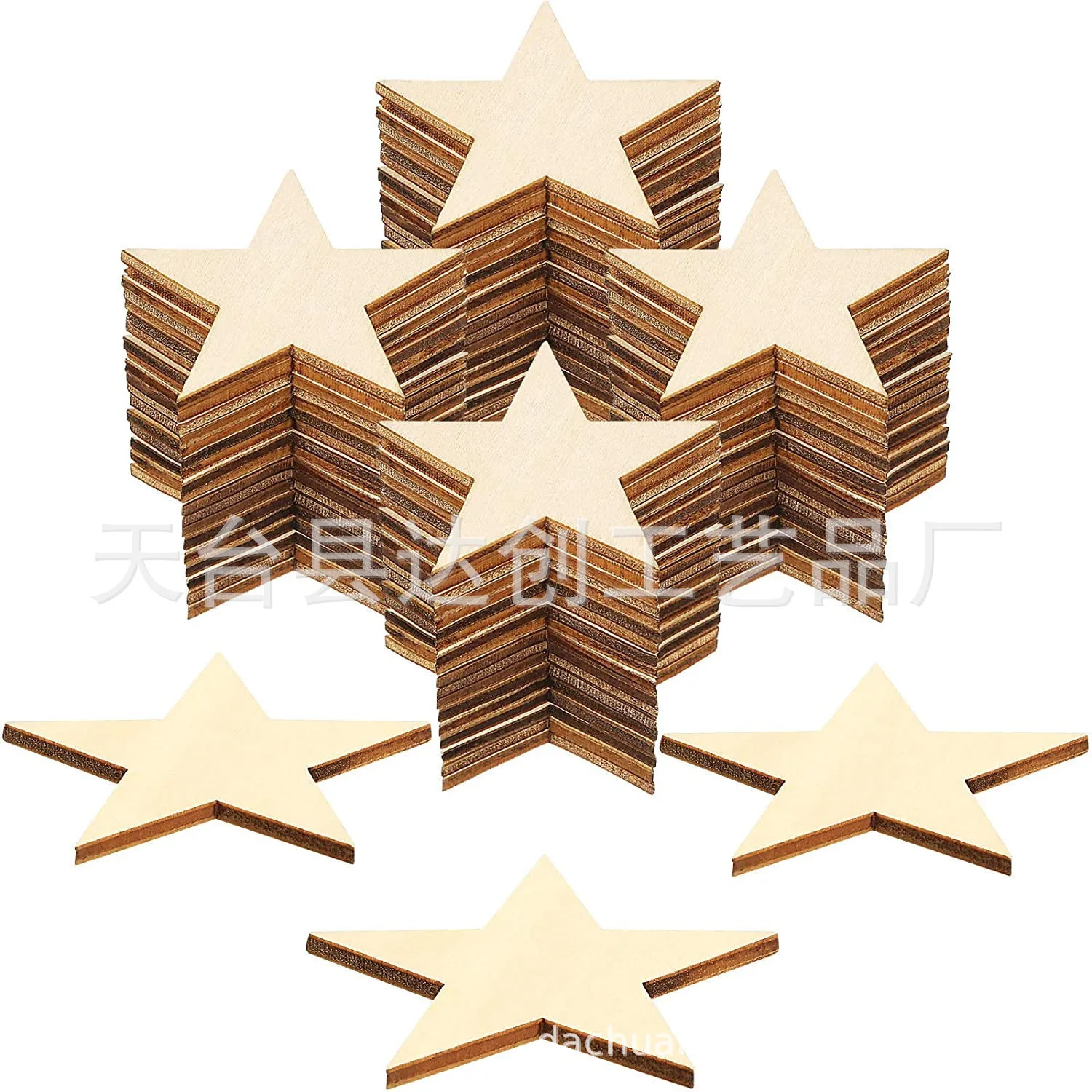 

Spot wholesale wooden creative five-pointed star wood chips Christmas wedding party DIY handmade wooden star jewelry materials