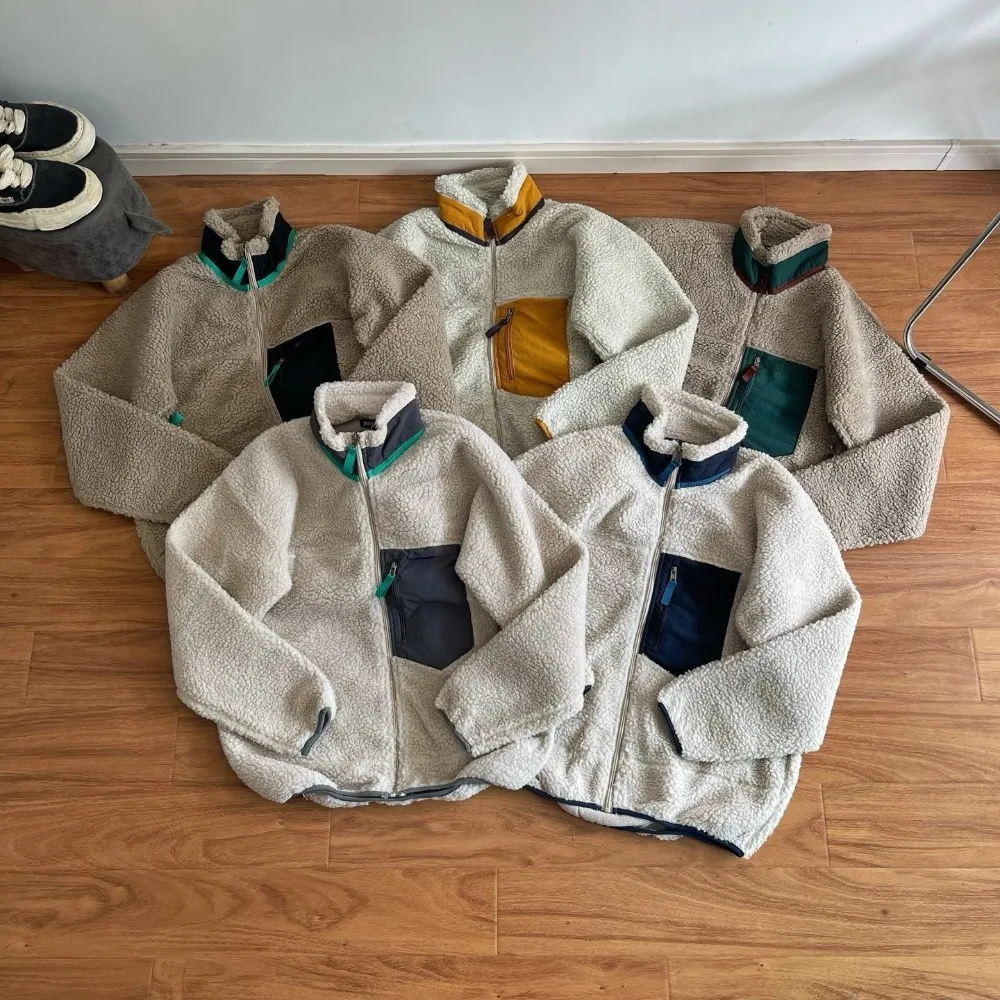 سترة صوف للرجال والنساء بسحاب عالي الجودة للخريف والشتاء للرياضات الخارجية والترفيه سترة جيب محايدة متعددة الألوان #4