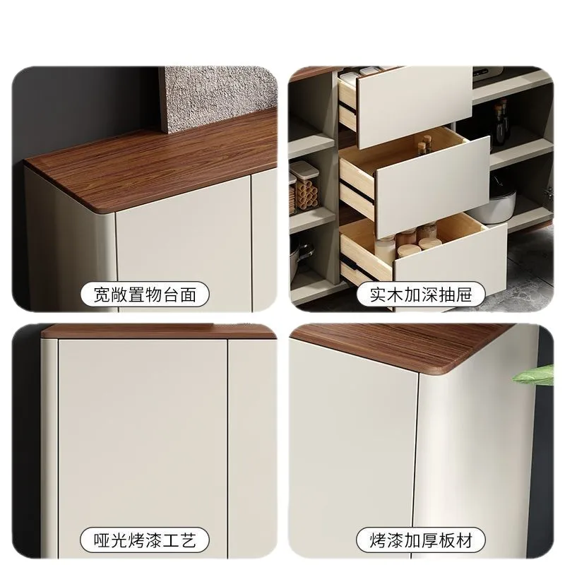 2025 جديد كريمي نمط غرفة المعيشة الطعام خزانة جانبية أريكة ضوء فاخر سعة كبيرة غرفة الطعام تخزين ضد #2