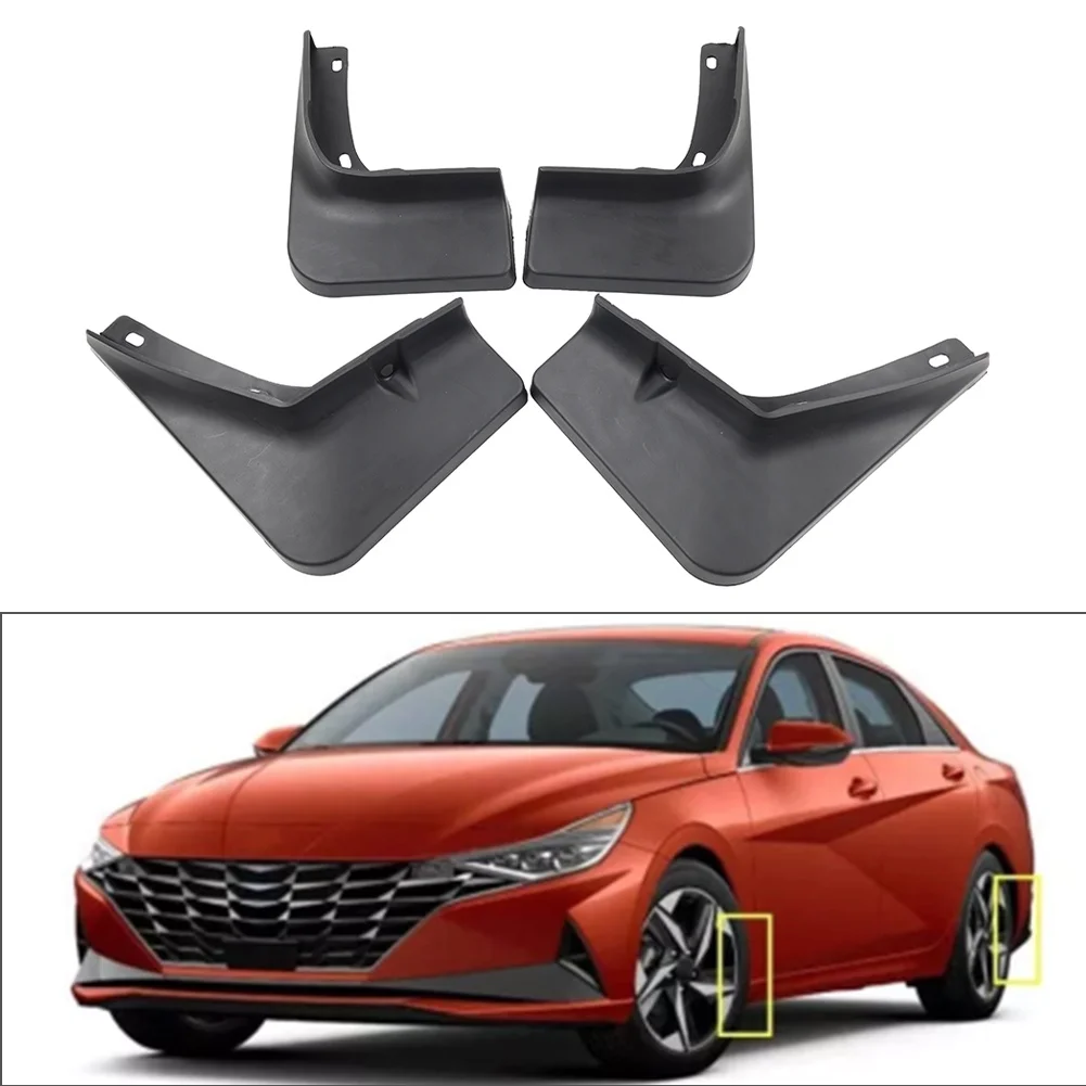 4pcs Car Wheel Mud Flaps Splash Guards PP + TPO For Hyundai Elantra 4-Door Sedan 2021-2022