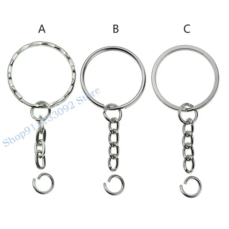 

H9ED 100 PCS Серебряный цвет Кейринг с цепью сплит -круглыми кольцами для ключей DIY Accessories для изготовления ремесленных