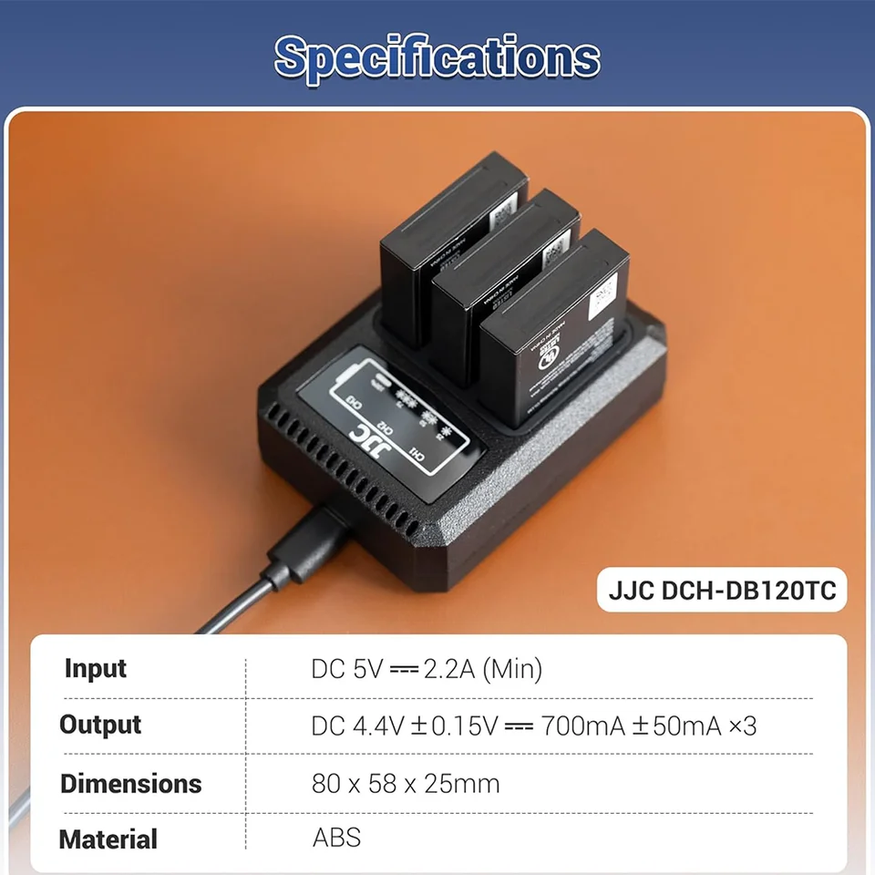 JJC DB-120バッテリー充電器BJ-12（リコーGR IV GRIV GR4 GR IV HDF GR