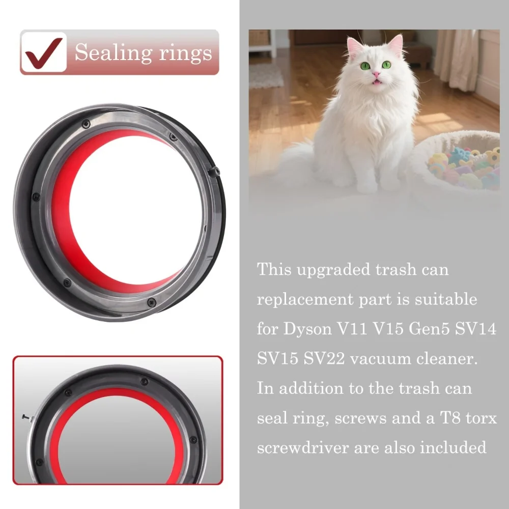 Upgraded Reinforced Seal Compatible with Dyson V11 V15 Gen5 SV14 SV15 SV22 Vacuum Cleaner Canister Replacement Accessories