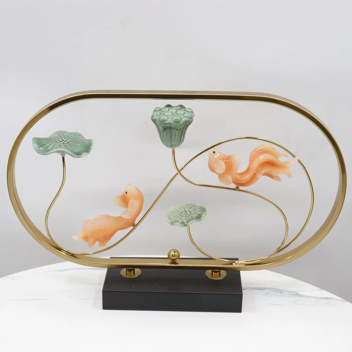 New Chinese style like a fish in water, goldfish lotus Zen tabletop entrance creative crafts, model room home decorations