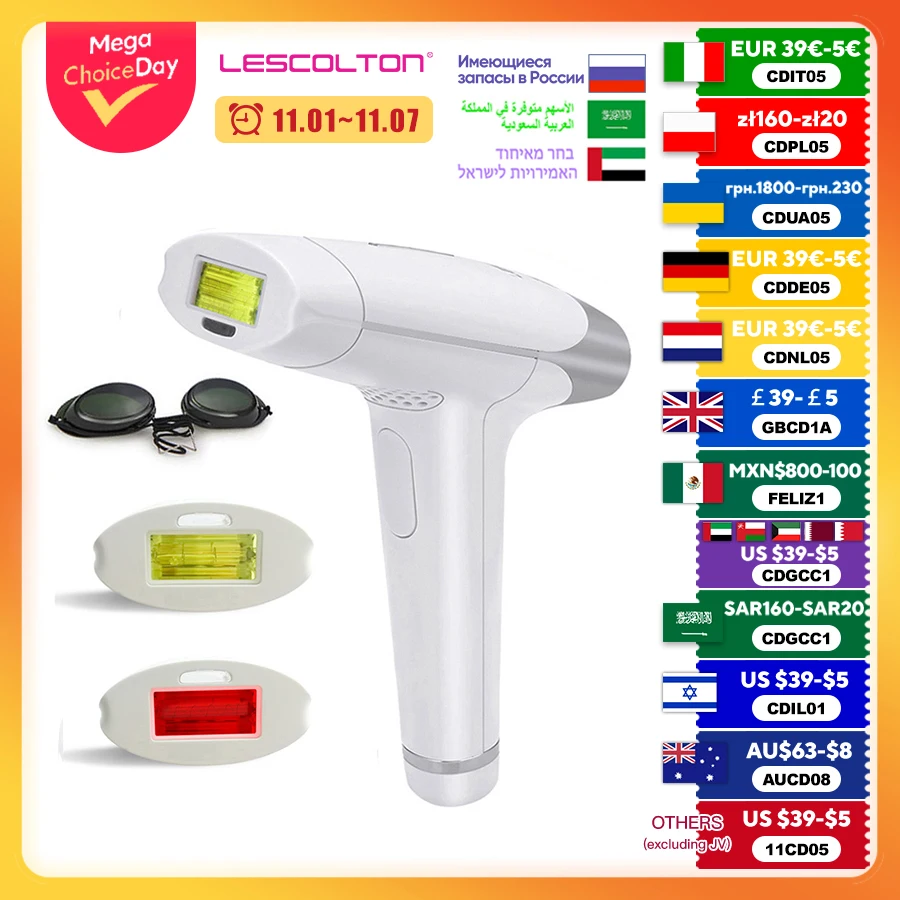 Lescolton 3in1 700000 Flashes IPL Hair Removal Pulsed Device Permanent Hair Removal T-009 IPL Electric Epilator depilador Home