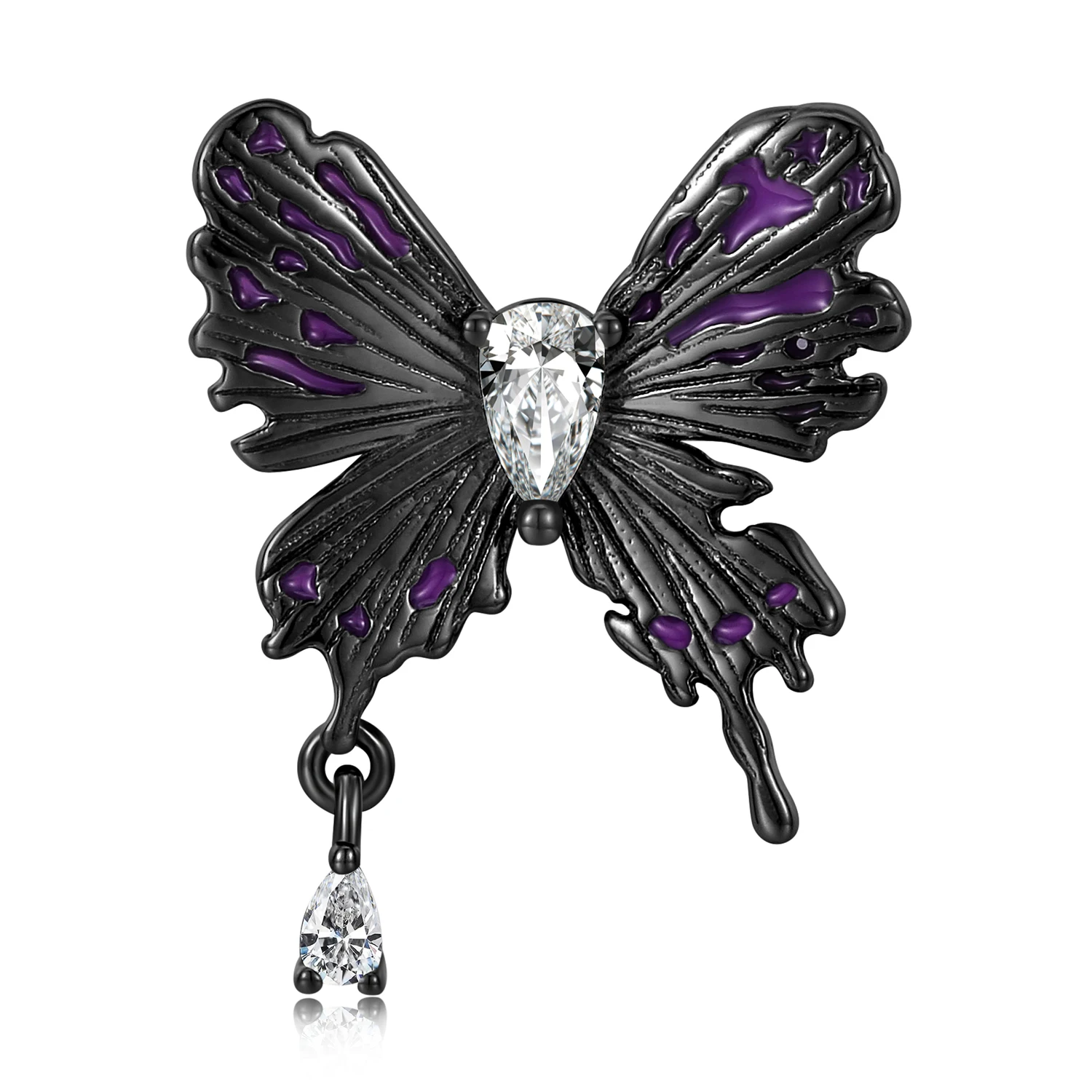 925 Sterling Silver Purple Mark Butterfly Dark Romantic Zircon Pendant Fit for Necklace Mother Sister Girlfriend Birthday Gift