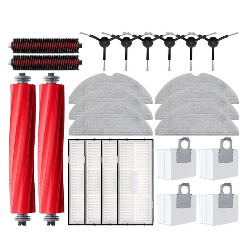 

ABBO-Roller Brush Accessories For Roborock S7 Maxv Ultra S7 Pro Ultra High-Speed Cleaning Brush Mop Cloth Filter