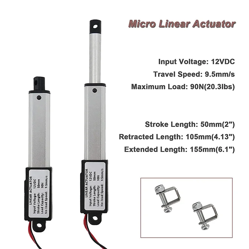 

A92Z 10X Micro-Linear Actuator, 2 Inch Stroke, 90N/20.3Lb, Speed 9.5Mm/S Electric Actuator Motor Linear Actuator 12V