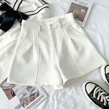 A-Line Office Shorts 4 Casual Women A-Line Shorts Fashion Office Lady Commute Vintage Solid High Waist Short Pants Casual Streetwear Summer Trousers 4