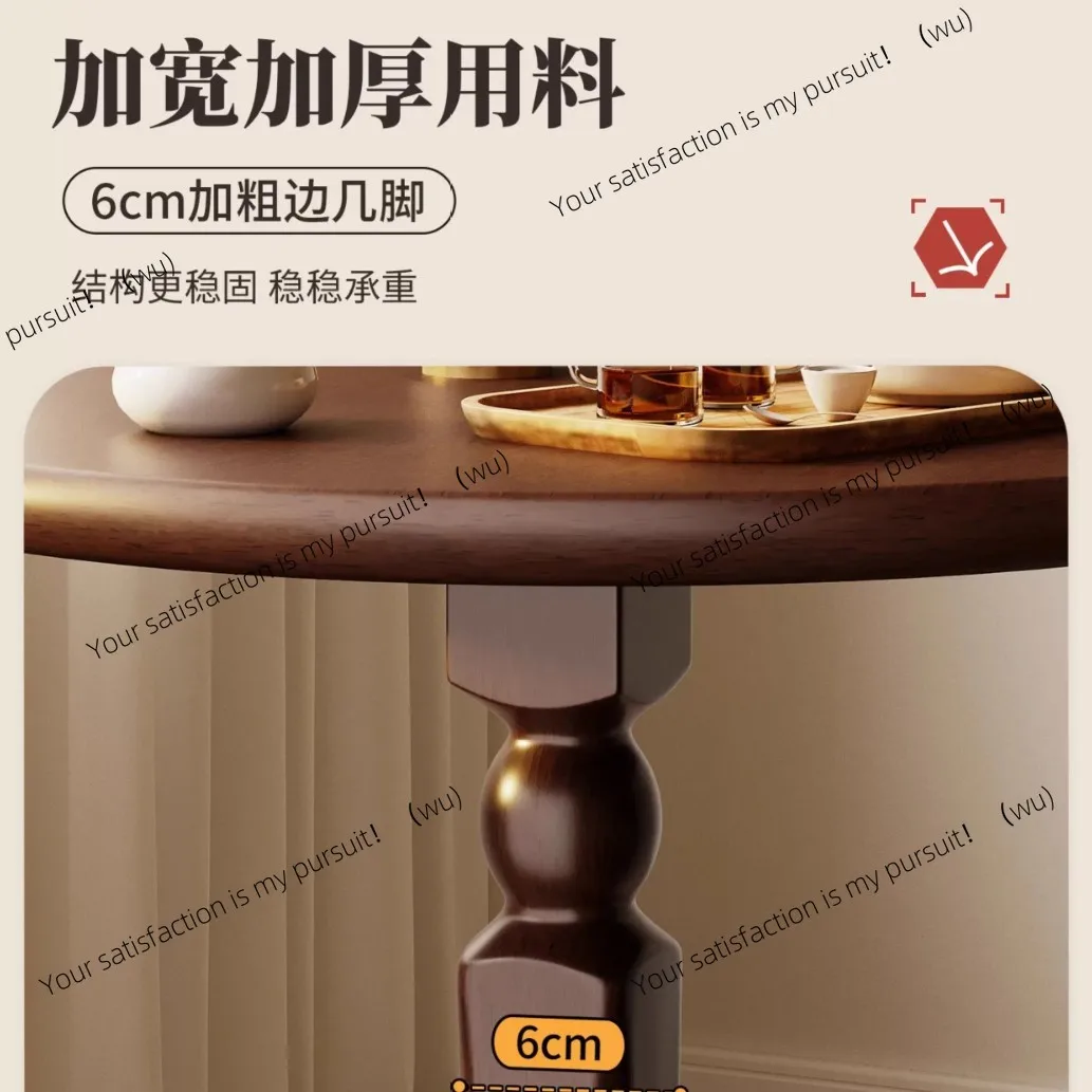Sofa side table, solid wood table, living room small coffee table, round  bedside  side  French balcony,