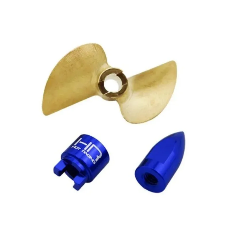 

HR Machine Polish Brass Propeller with Stainless Steel Conical M4 Propeller Nut and Drive Dog for Traxxas DCB M41 Spartan Boat