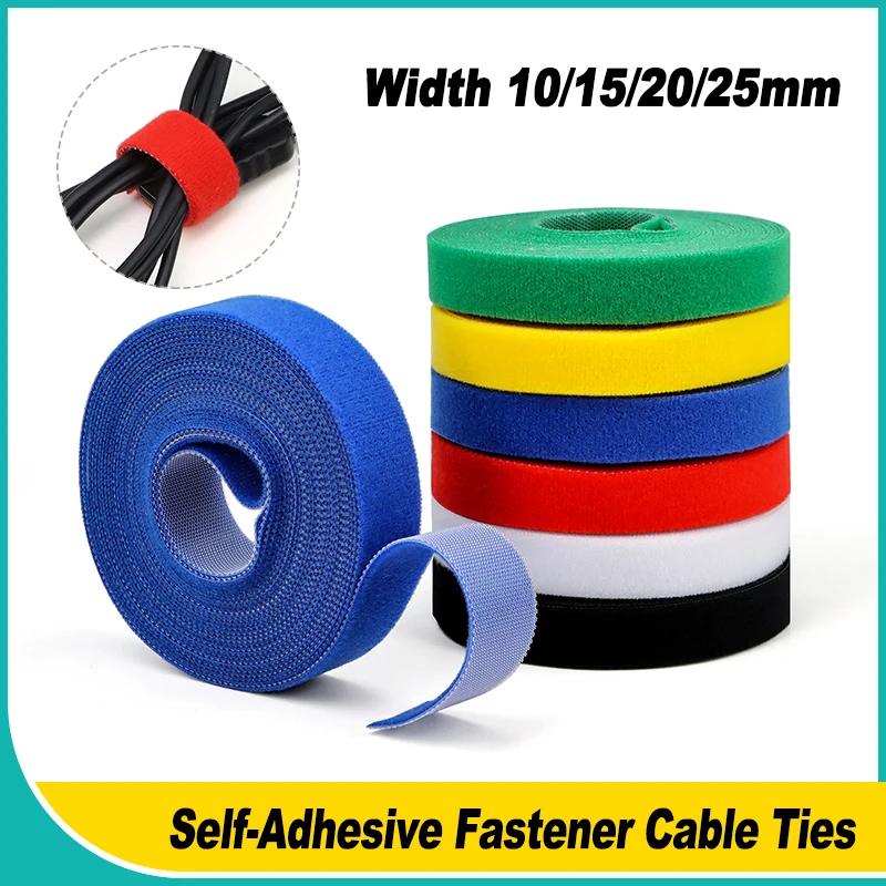 

5M/Roll Cable Ties Reusable Adhesive Hook Loop Bundle Fastener Nylon Strap Organizer Self Clip Holder Management Straps Wire Tie