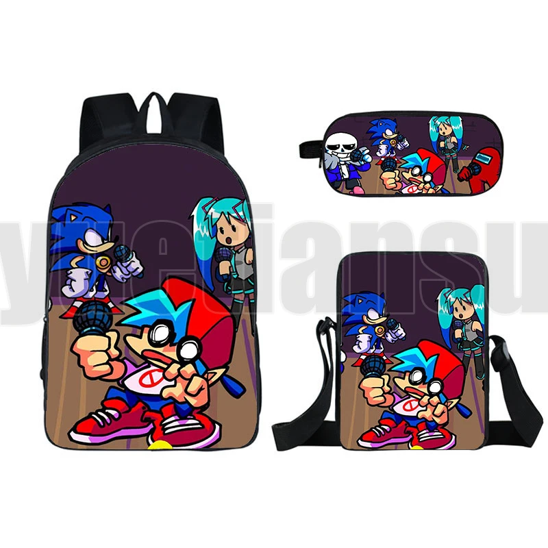 3D Anime Hot Game Friday Night Funkin Backpack 3Pcs/Set Children Book Bagteens Harajuku High Quality Travel bag Kid School bag