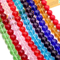 Natural Stone Colorful Garnet Red Amber Yellow Olive Green Glass Crystal Round Loose Beads For Jewelry Making DIY Bracelet