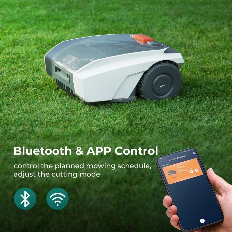 

M18E Smart Lawn Mowing Robot With 1/8 Acre Coverage, 2h Work Time, Path Planing, Remote Control Wifi/BlueTooth/App
