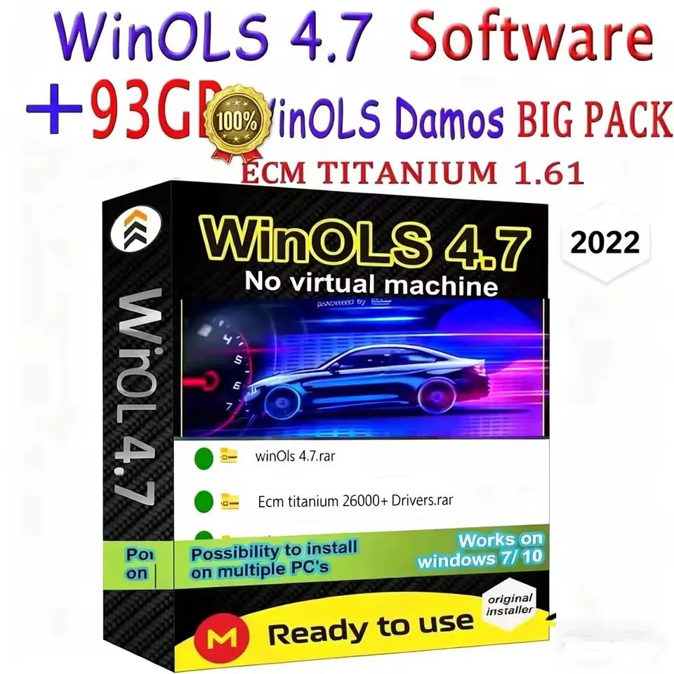 

Winols 4.7+ 93GB Damos Big Pack 2020-2022 ECM Titanium 1.61 with 26000+ Immobilizer Services Tool V1.2 for Automotive Repair