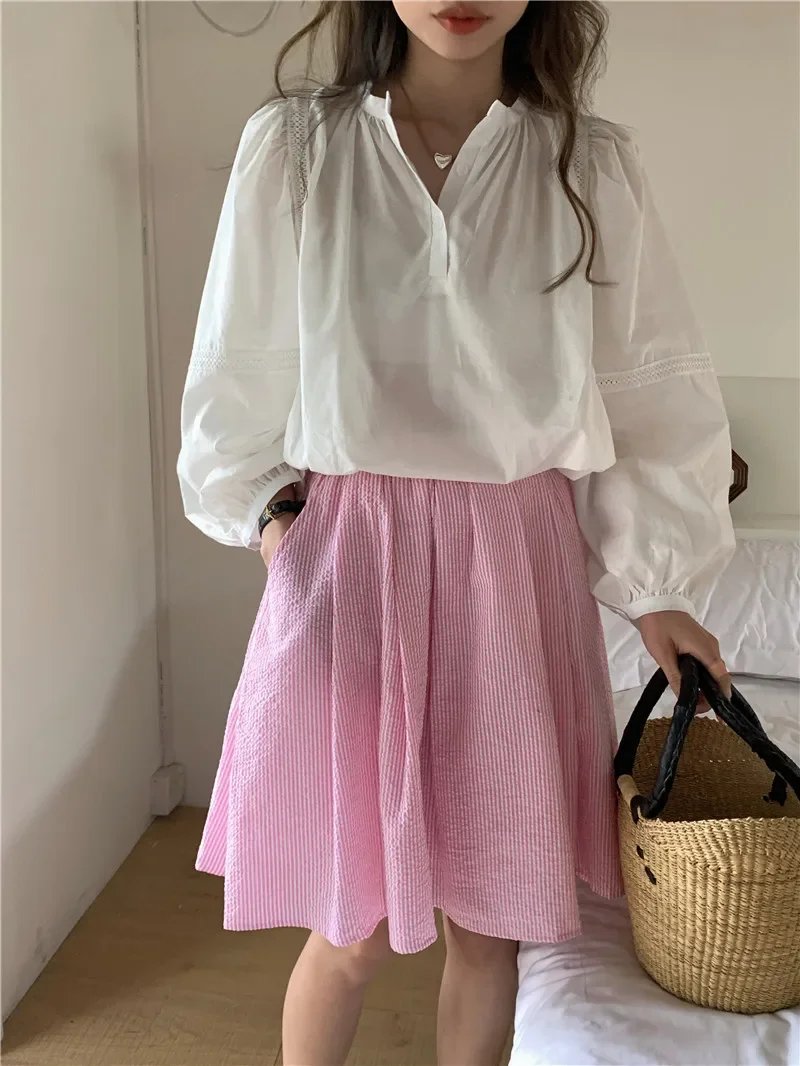 Summer Women Blouse Spring Shirt Female Woman Blouse Maxi Blusas Chiffon Casual Elegant Vintage Long Sleeve Oversize Loose White