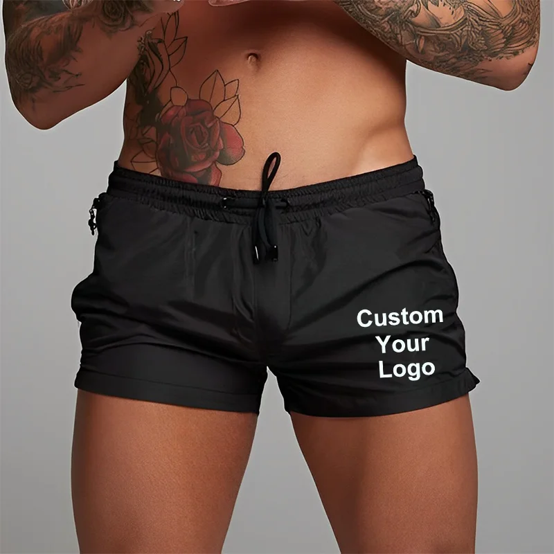 Trendy Mens Custom Your Logo Beach Shorts Summer Classic Male Cycling Shorts Daily Casual Sports Swimming Surfing Fitness Shorts