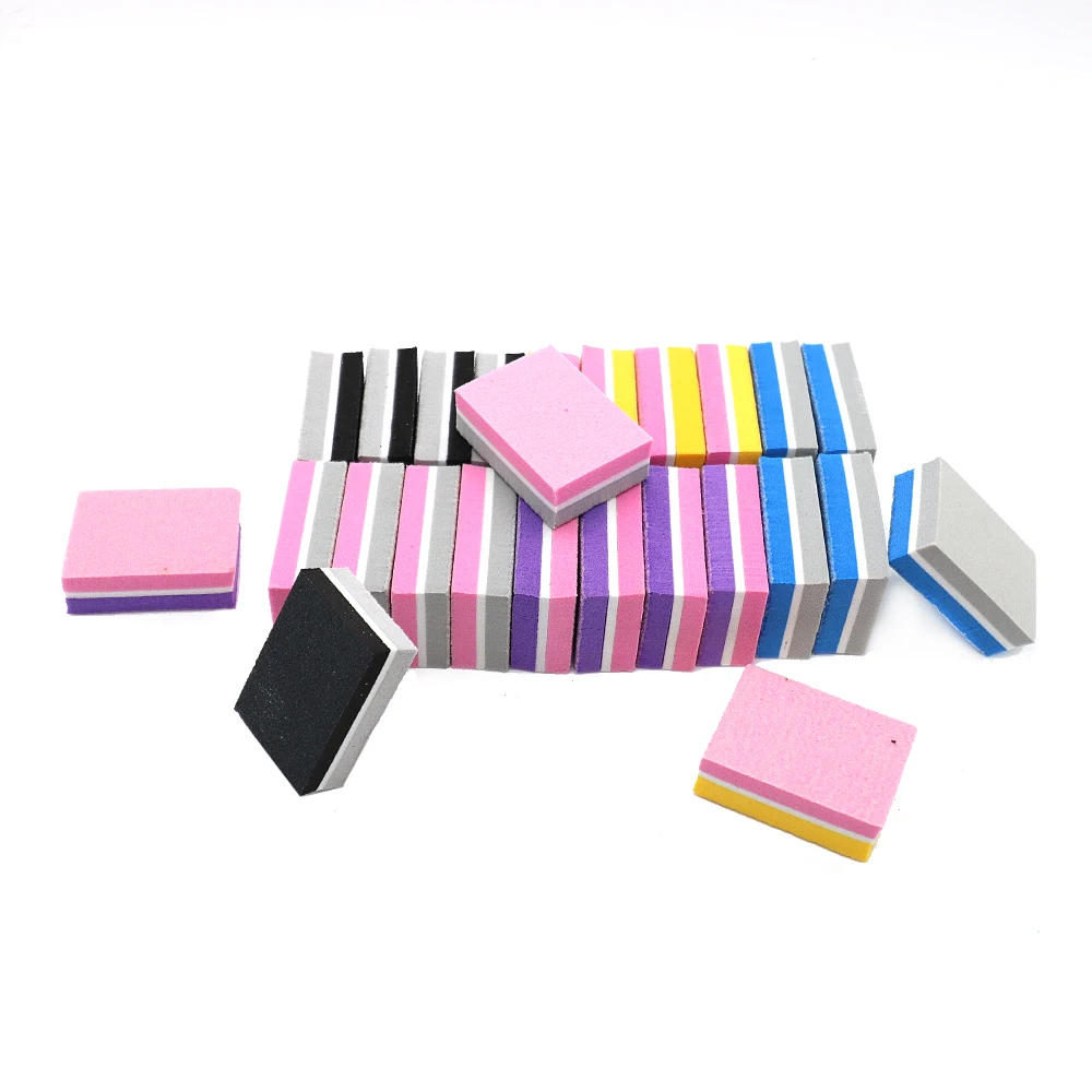 10/20/50Pcs Lot Mini Nail Files Blocks Double-sided Colorful Sponge Nails Polish Filer Buffing Sanding Professional Manicure Set