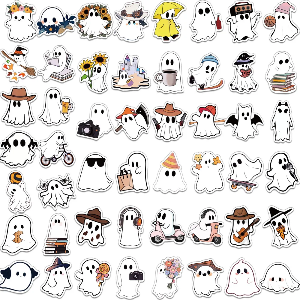 50PCS Creative Ghost Cute Cartoon Stickers Envelope Sealing Stickers DIY Skateboard Phone Case Notebook Water Cup Stickers