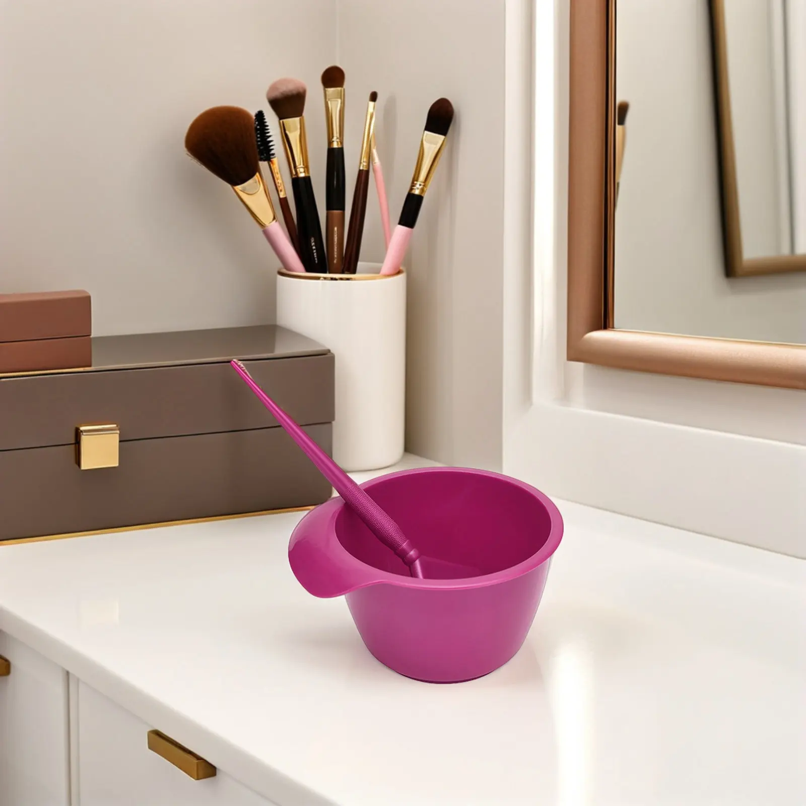 

2Pcs Hair Dye Bowl and Soft Brush Set Thickened Mixing Tint Bowl Ergonomic Design for Salon Home DIY Coloring Easy Clean