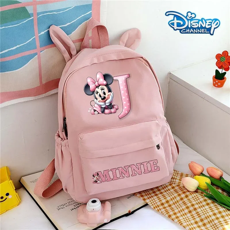 

Minnie Mouse Kawaii Backpack Disney Cartoon Anime Figures Large Capacity Schoolbag Student Trendy Book Bag Stationery Bag Gift