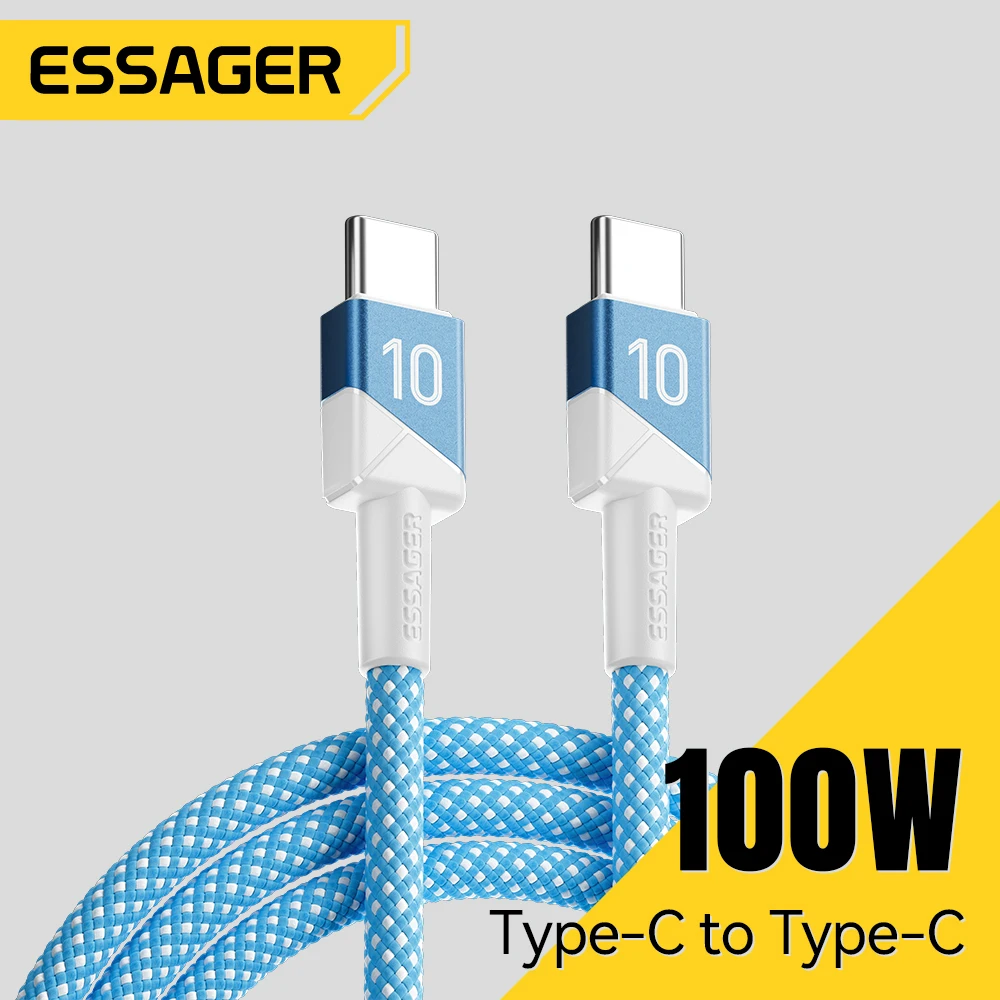 ESSAGER 100W 7A USB C a USB C Cable de carga rápida para iPhone 17/16/15/14 pro Max MacBook iPad Laptop-colores del equipo de fútbol