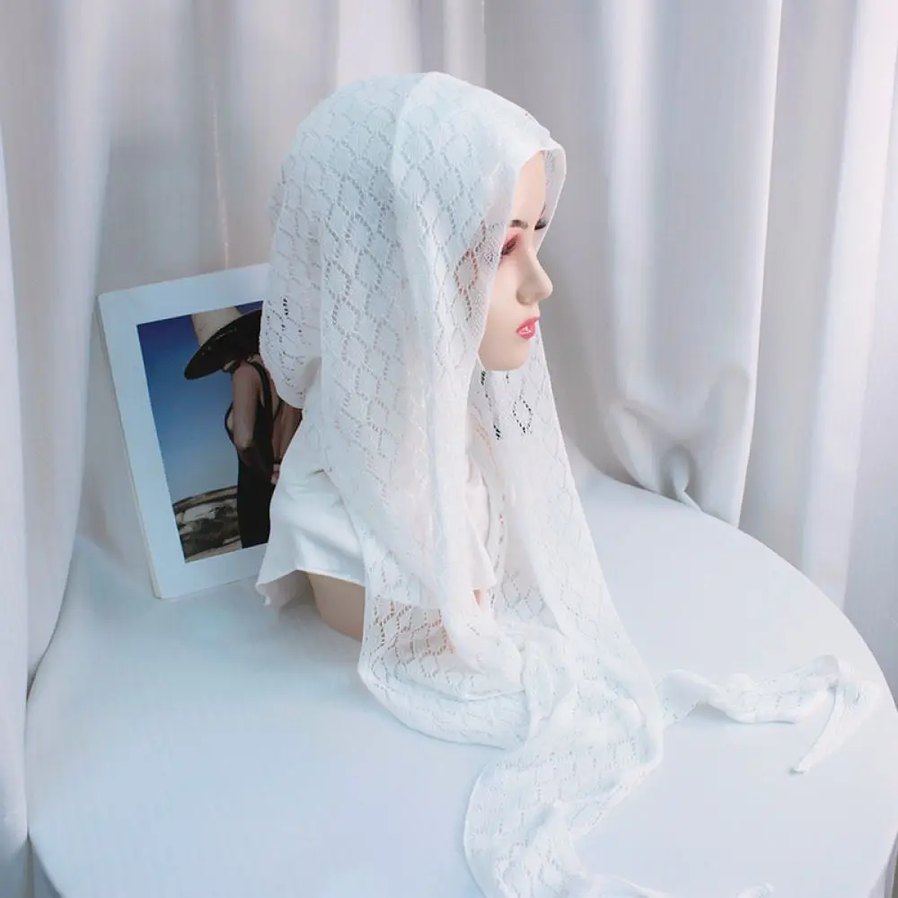 Soft Knitted Headband Women Turban Hat Breathable Stretchy Hair Cover Solid Color Boho Ethnic Style Daily Hair Accessory