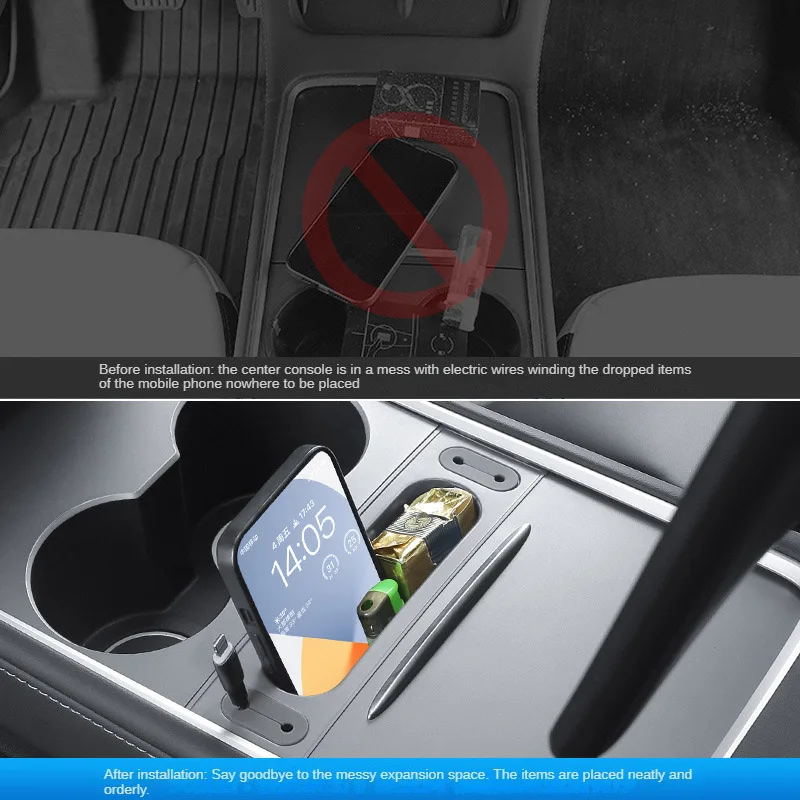 Caja de almacenamiento de concentrador de Control Central para Tesla Model 3 Y 2023, consola Central, gestión de cables de datos, organizador de