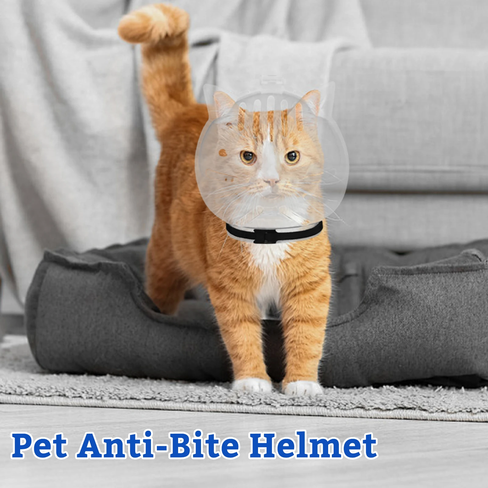 Cat Helmet For Grooming Transparent Adjustable Pet Supplies Adjustable Kitten Astronaut Helmet Shaving Pet Tools Guard Muzzle