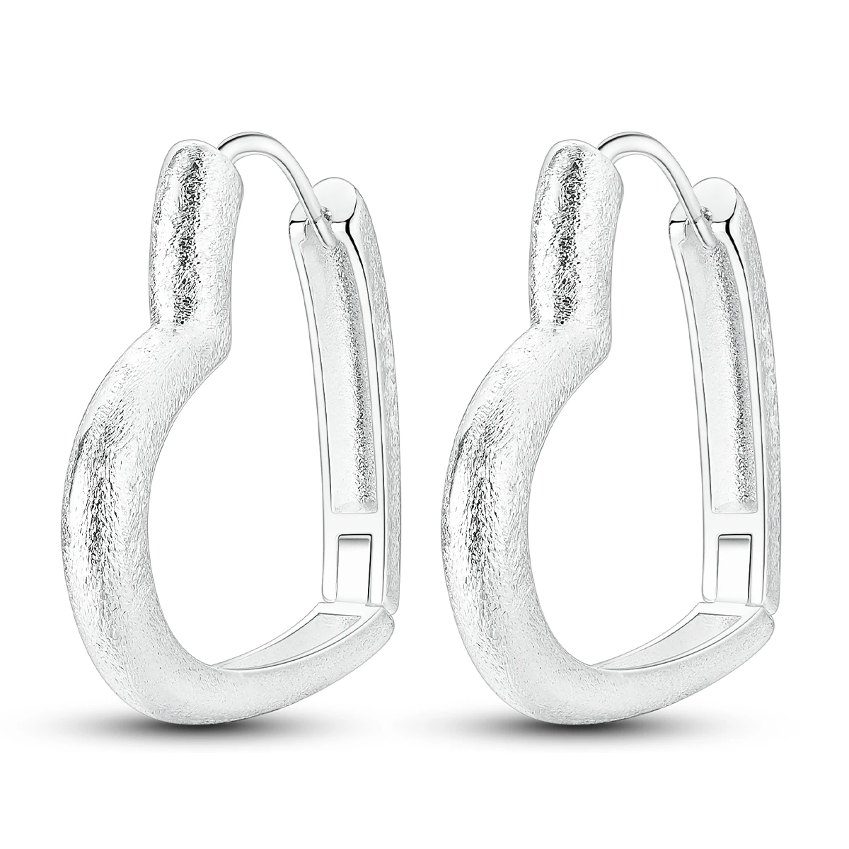 

925 Sterling Silver Heart Shape Earring Fine Glitter Hoop Earring for Woman Original Party Wedding Jewelry Gift