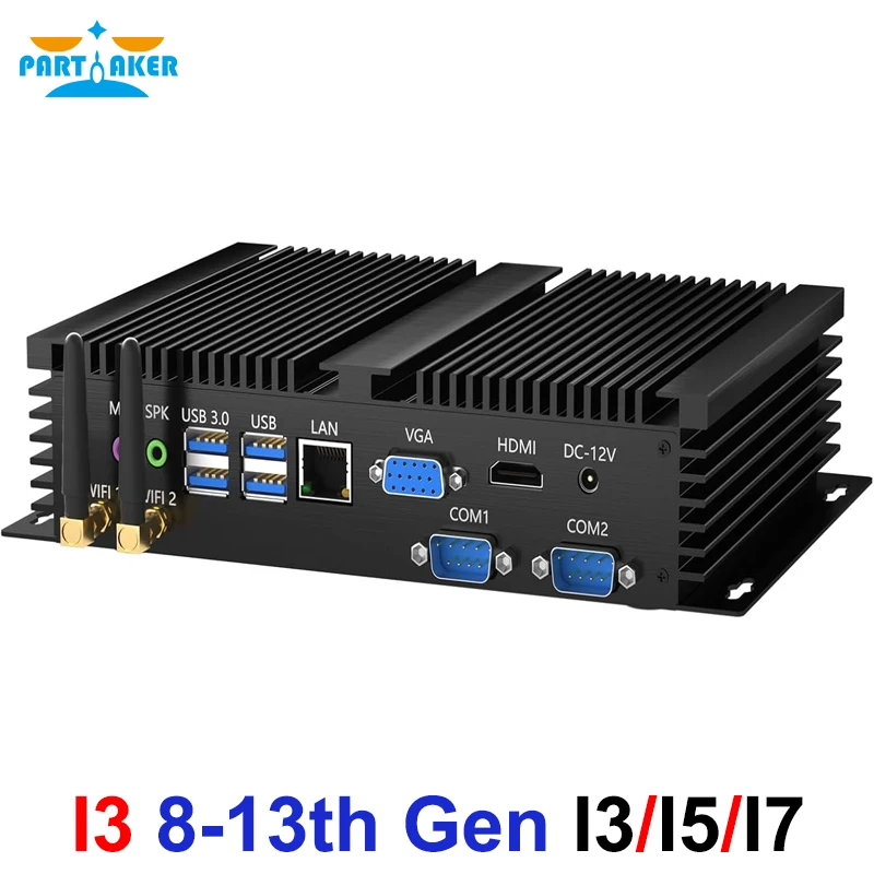 Mini PC industriale Micro computer senza ventola 2xDDR4 I7 1260P I5 1235U I7 1165G7 RS232 COM Supporto Windows 11 Linux per Indust