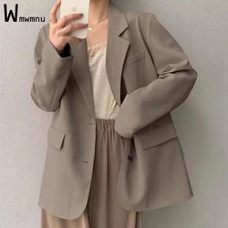 Formal Loose Casual Blazer Office Lady Long Sleeve White Elegant Business Suit Coat Korean Classic Luxury Oversized 70kg Outwear