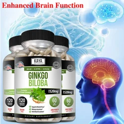 Ginkgo Biloba with Red Ginseng 1520 mg, 120 Capsules - Extra Strength Ginkgo Extract - Gluten Free, Non-GMO, Focus, Circulation