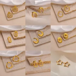 Gold Color Stainless Steel Exquisite small Earring Minimalist Pierced Earrings For Women Men 2024 Trends Aesthetic Jewelry Gift