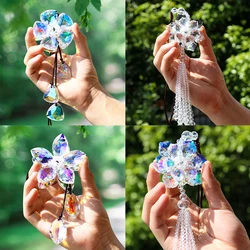 Flower Crystal Car Pendant Sun Catcher Feng Shui Hanging Decor Trim Auto Suspension Rearview Mirror Accessories Christmas Gifts