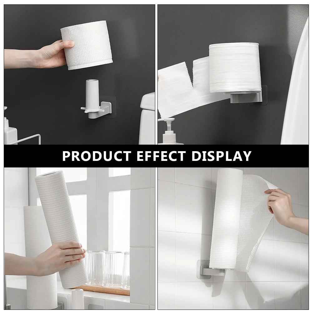 

2pcs Plastic Wrap Storage Holder No Punch Needed Rustproof Space Saving Kitchen Bathroom Organizer Roll Paper Towel Rack